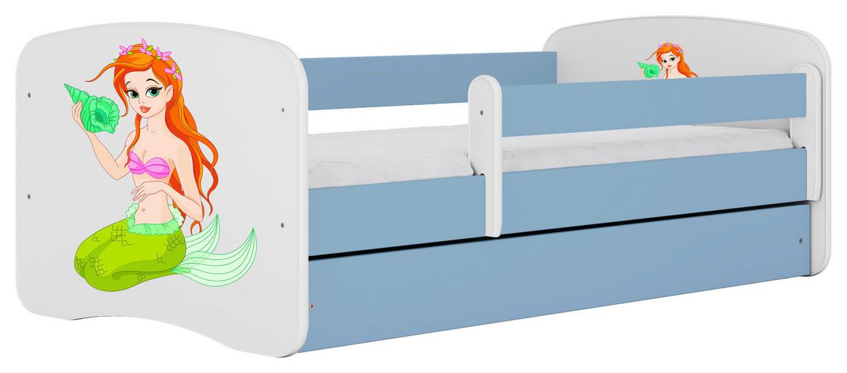 Otroška Postelja Babydreams, Bela, Modra, 80x160cm - modra/bela, Moderno, tekstil/leseni material (80/160cm) - MID.YOU