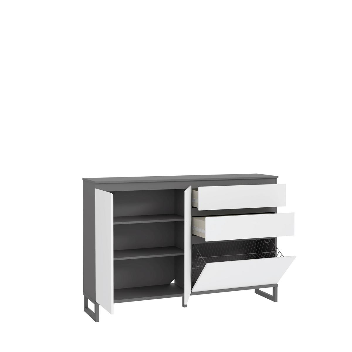Cipősszekrény Quayle - világosszürke/sötétszürke, Modern, műanyag/faalapú anyag (150/99/34cm)