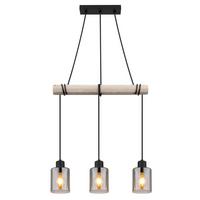 Viseča Svetilka 15465-3h - črna/naravne barve, Natur, kovina/steklo (50/10/140cm) - Globo