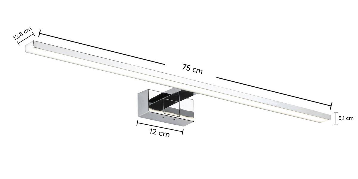 Stenska Svetilka Za Kopalnico Momu - barve kroma/barve aluminija, Moderno, kovina/umetna masa (75/12,8/5,1cm) - Mömax