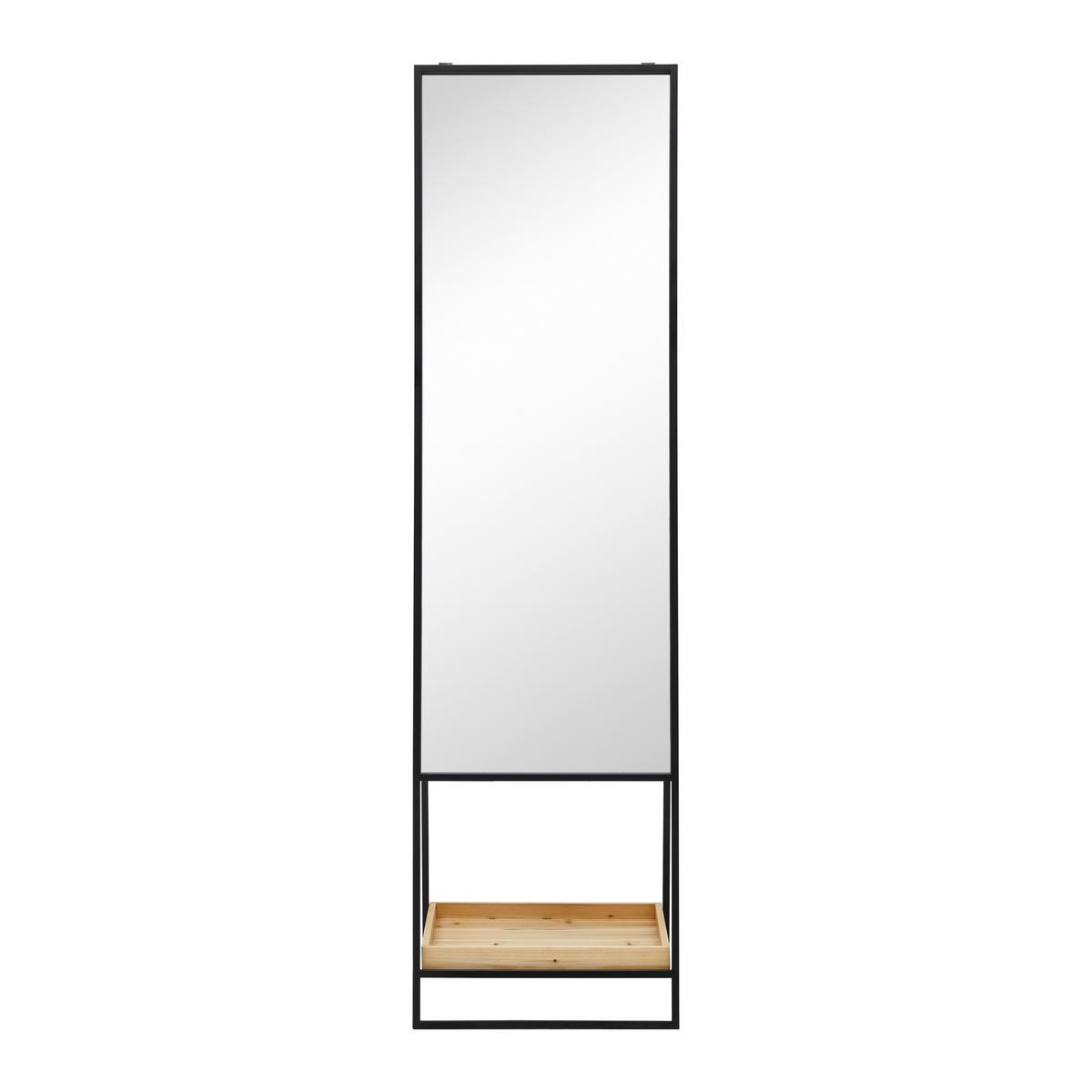 Spiegel Maldi Schwarz/ Natur ca.  45x161x30 cm - Schwarz/Naturfarben, MODERN, Glas/Holz (45/161/30cm) - Bessagi Home