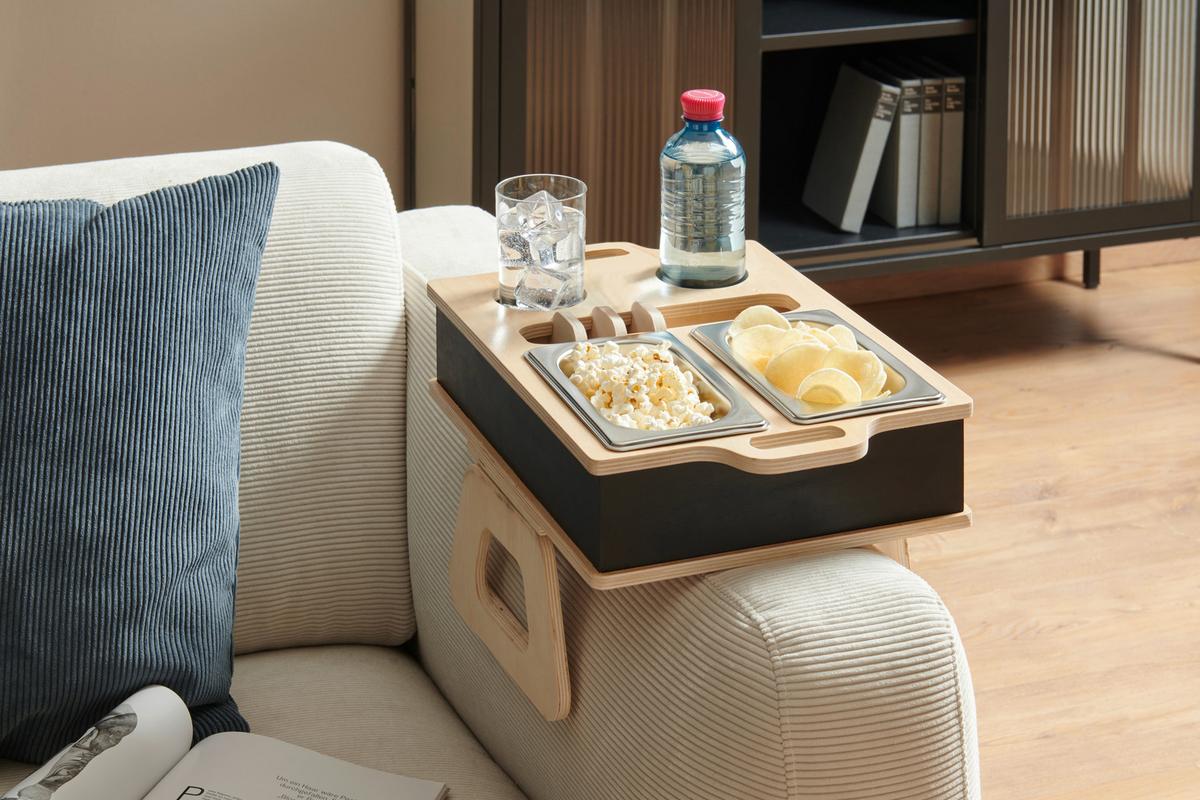 Couchbar Snacky in Natur/Schwarz/Silber - Silberfarben/Schwarz, Modern, Holz/Metall (42,2/27/11,5cm) - Mömax
