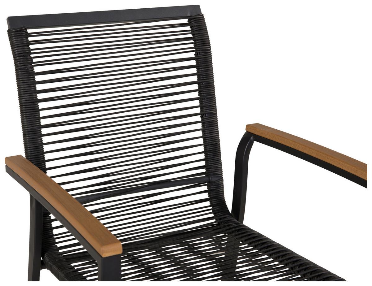 Gartenstuhl 2er-Set Dallas ca. 57x83,5x63,5 cm Schwarz - Schwarz/Akaziefarben, KONVENTIONELL, Holz/Kunststoff (57/83,5/63,5cm) - Gardenson