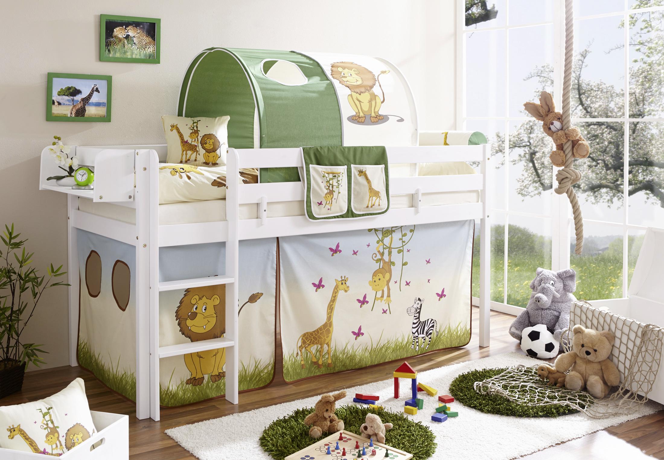 Spielbett Holz Malte ca. 90x200 cm Safari - Multicolor/Weiß, Natur, Holz (90/200cm) - MID.YOU