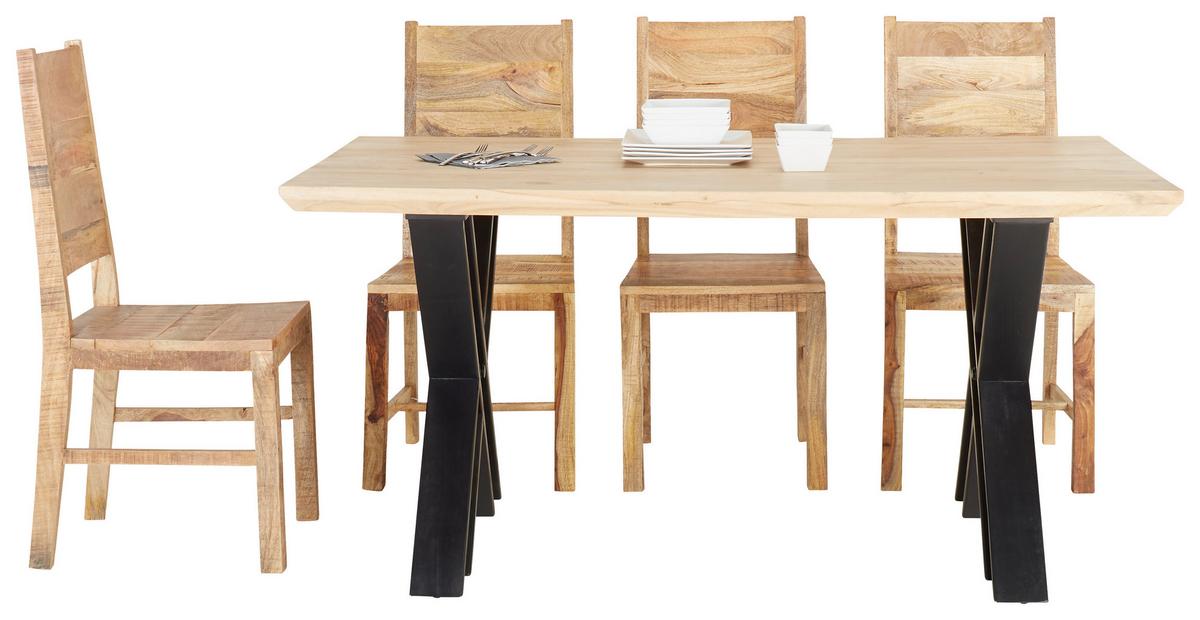 Esstisch aus Akazie massiv - Schwarz/Naturfarben, Lifestyle, Holz (160/90/76cm) - Zandiara