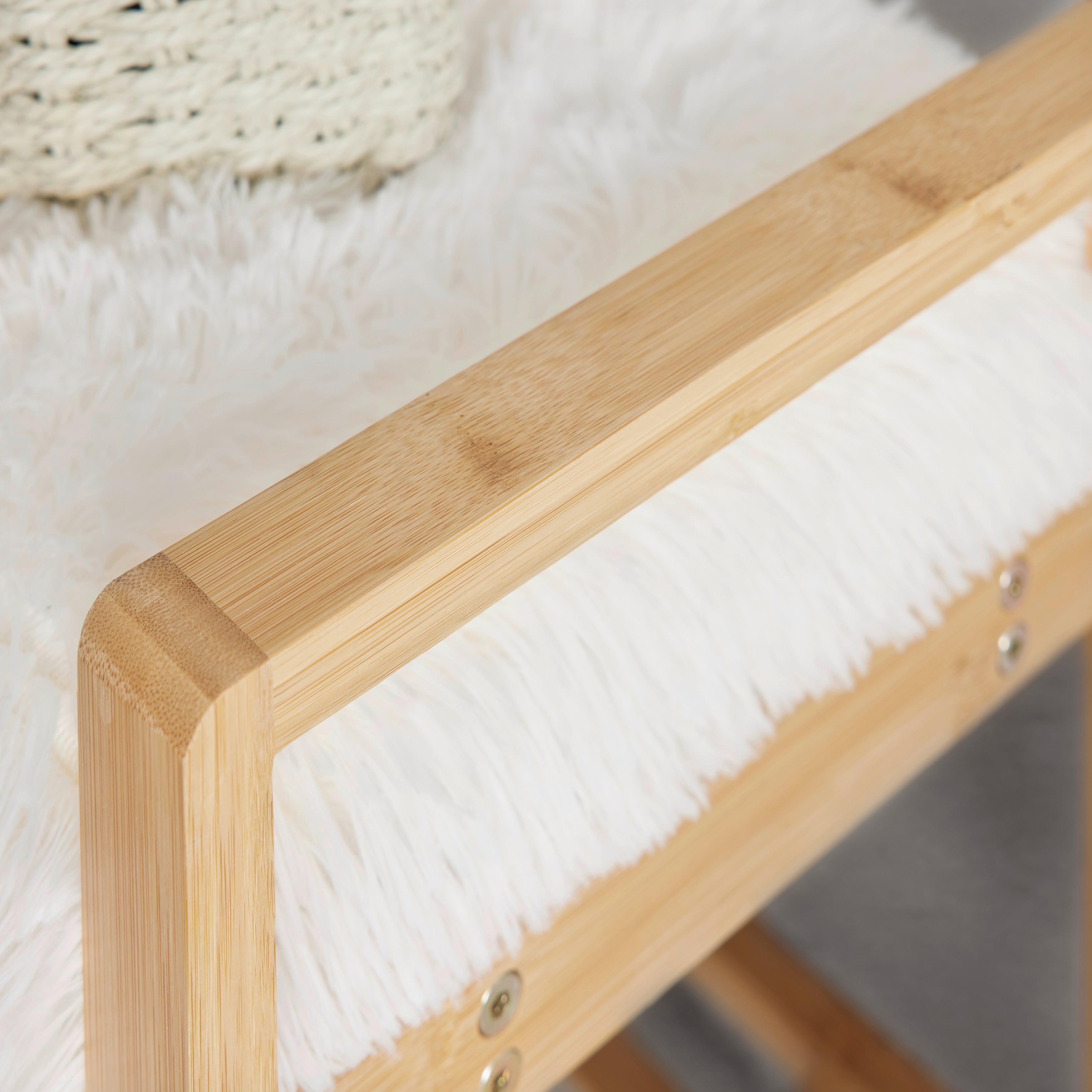 HALLBÄNK ADUA -SB- -EXKLUSIV- - vit/naturfärgad, Modern, trämaterial/textil (87/50/30cm) - Mömax