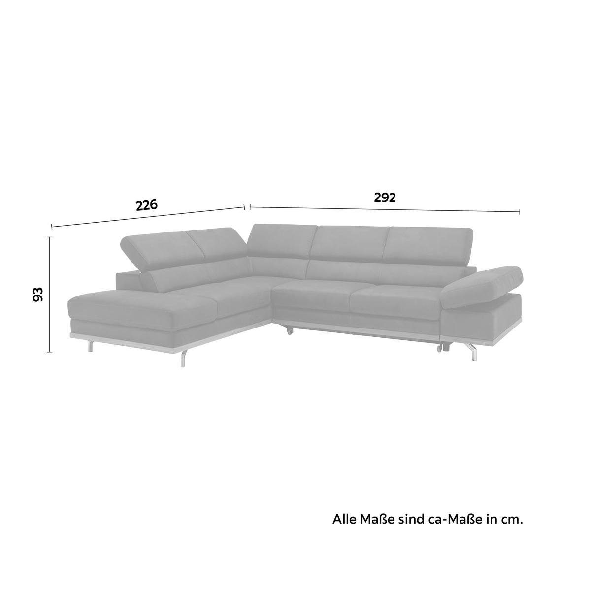 Ecksofa in Dunkelgrau mit Bettfunktion - Chromfarben/Dunkelgrau, Holz/Textil (292/93/226cm) - Premium Living