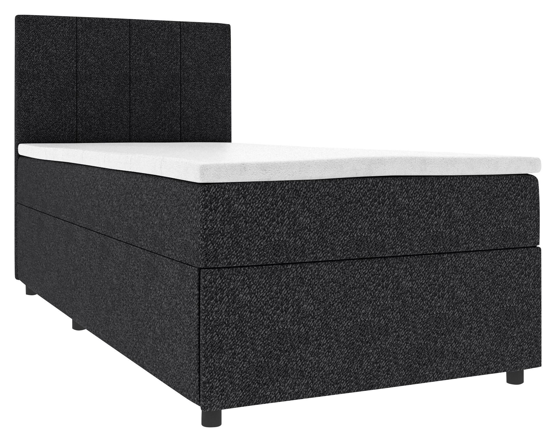 Boxbett Odin Schwarz max. 90x200cm - Schwarz, KONVENTIONELL, Kunststoff/Textil (90/200cm) - Based