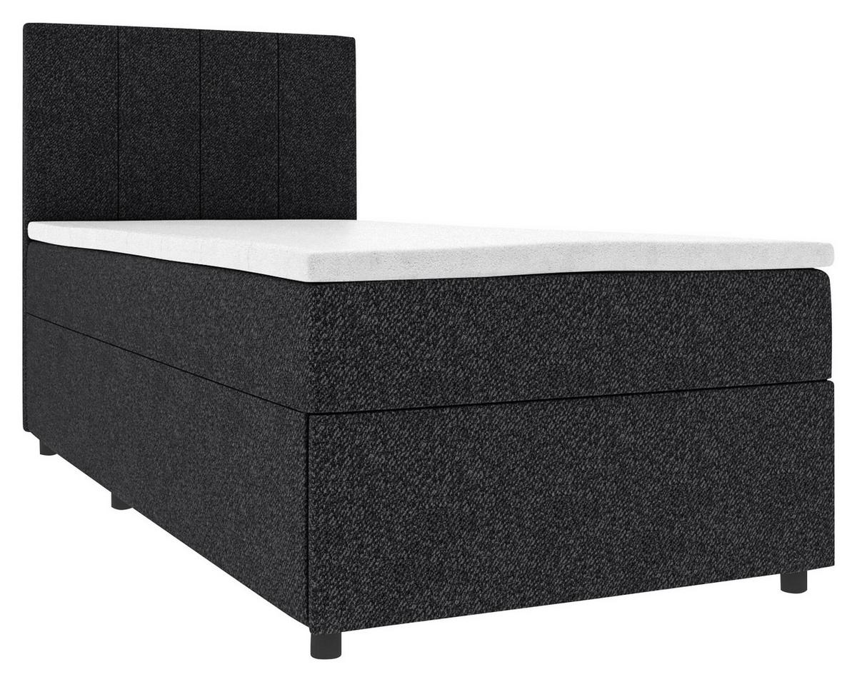 Boxbett Odin Schwarz max. 90x200cm - Schwarz, KONVENTIONELL, Kunststoff/Textil (90/200cm) - Based