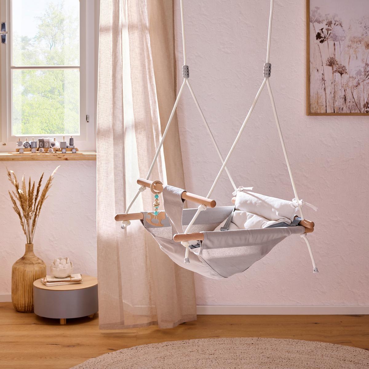 HUŚTAWKA DLA DZIECI ENJOY - kolor naturalny/biały, Basics, tworzywo sztuczne/metal (45/70/170cm) - My Baby Lou