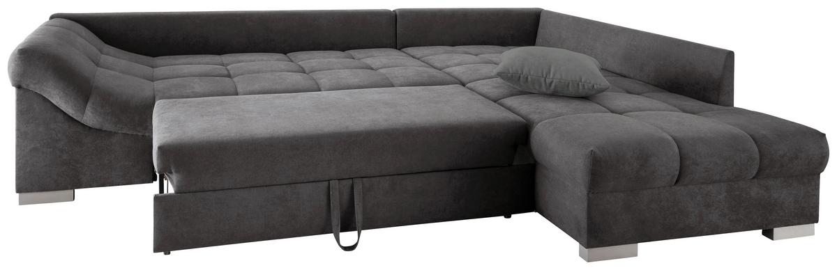 Wohnlandschaft Alvito Anthrazit Nylon/Mikrofaser - Anthrazit/Silberfarben, Design, Holz/Textil (298/202cm) - MID.YOU