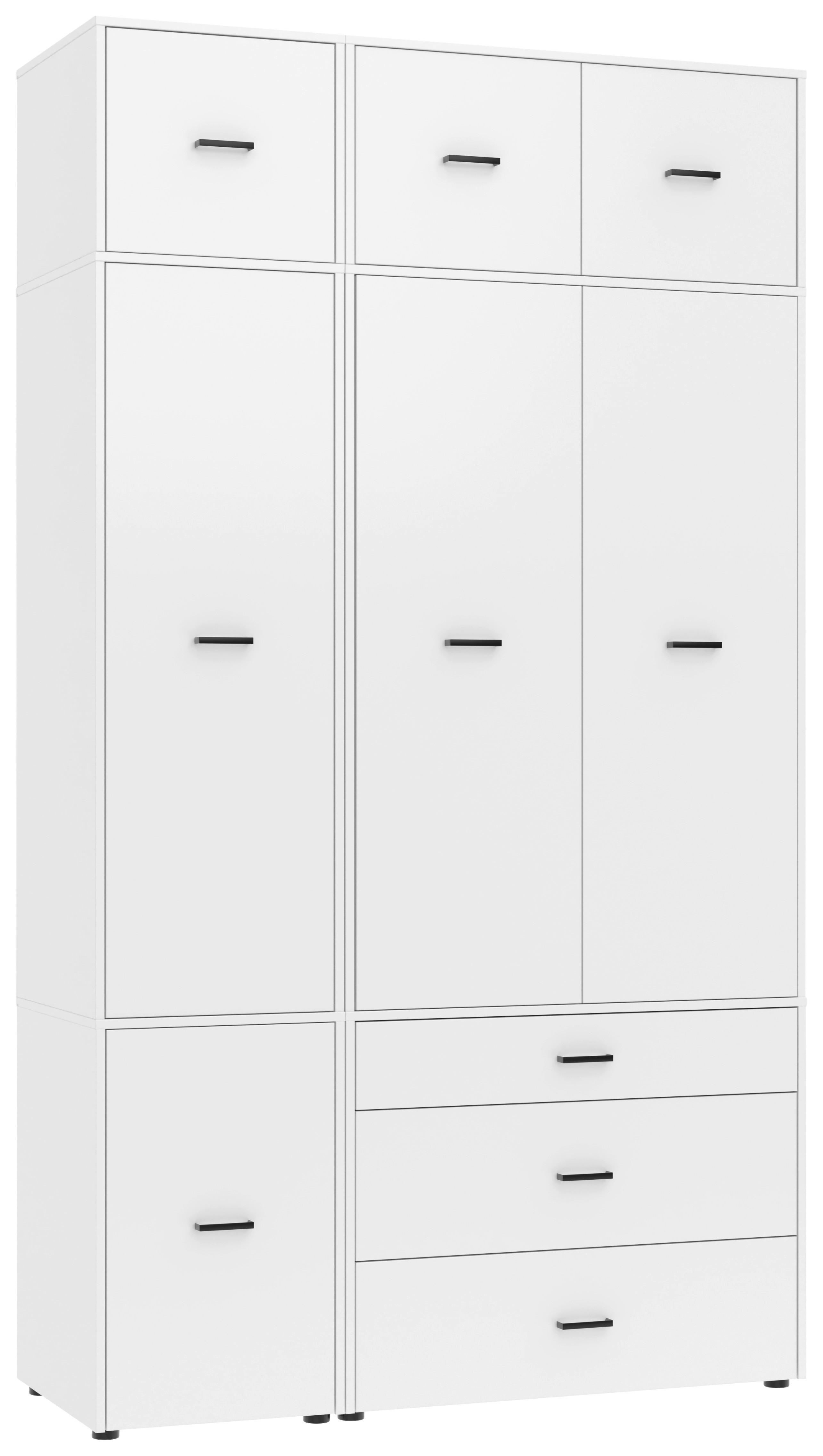 Kleiderschrank Kivo Weiß - Schwarz/Weiß, Basics, Holzwerkstoff/Kunststoff (135/239,40/52,1cm) - Based