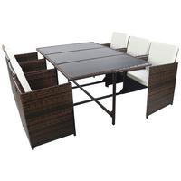 GARTENTISCHGRUPPE RALOSO - Creme/Braun, Modern, Glas/Kunststoff - Ambia Garden