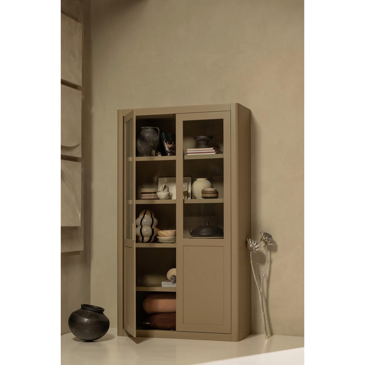 Vitrine Gunnar Schlammfarben B: 120 cm - Schlammfarben/Schwarz, Design, Holz/Metall (120/217/48cm) - Livetastic