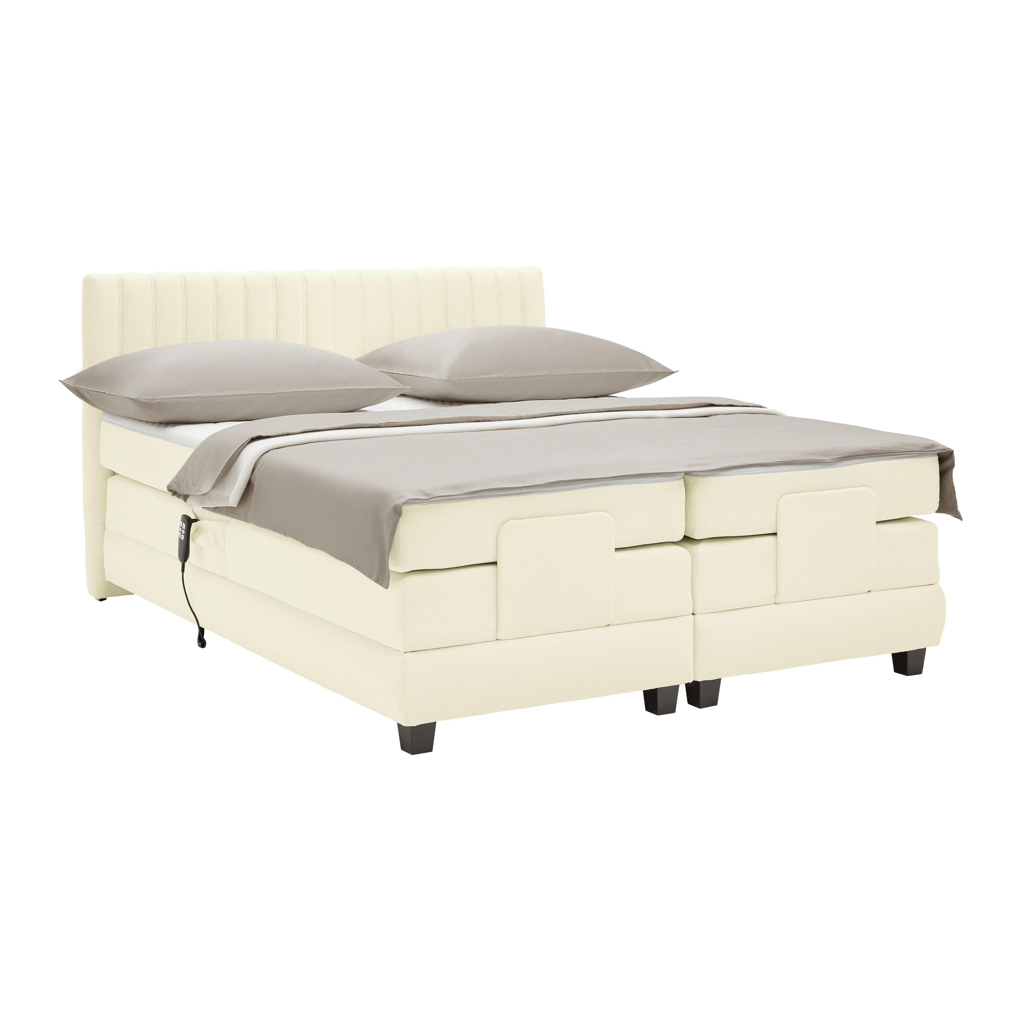 Boxspringbett Dixon Ecru ca. 180x200cm - Ecru/Schwarz, KONVENTIONELL, Holz/Holzwerkstoff (180/200cm) - Premium Living