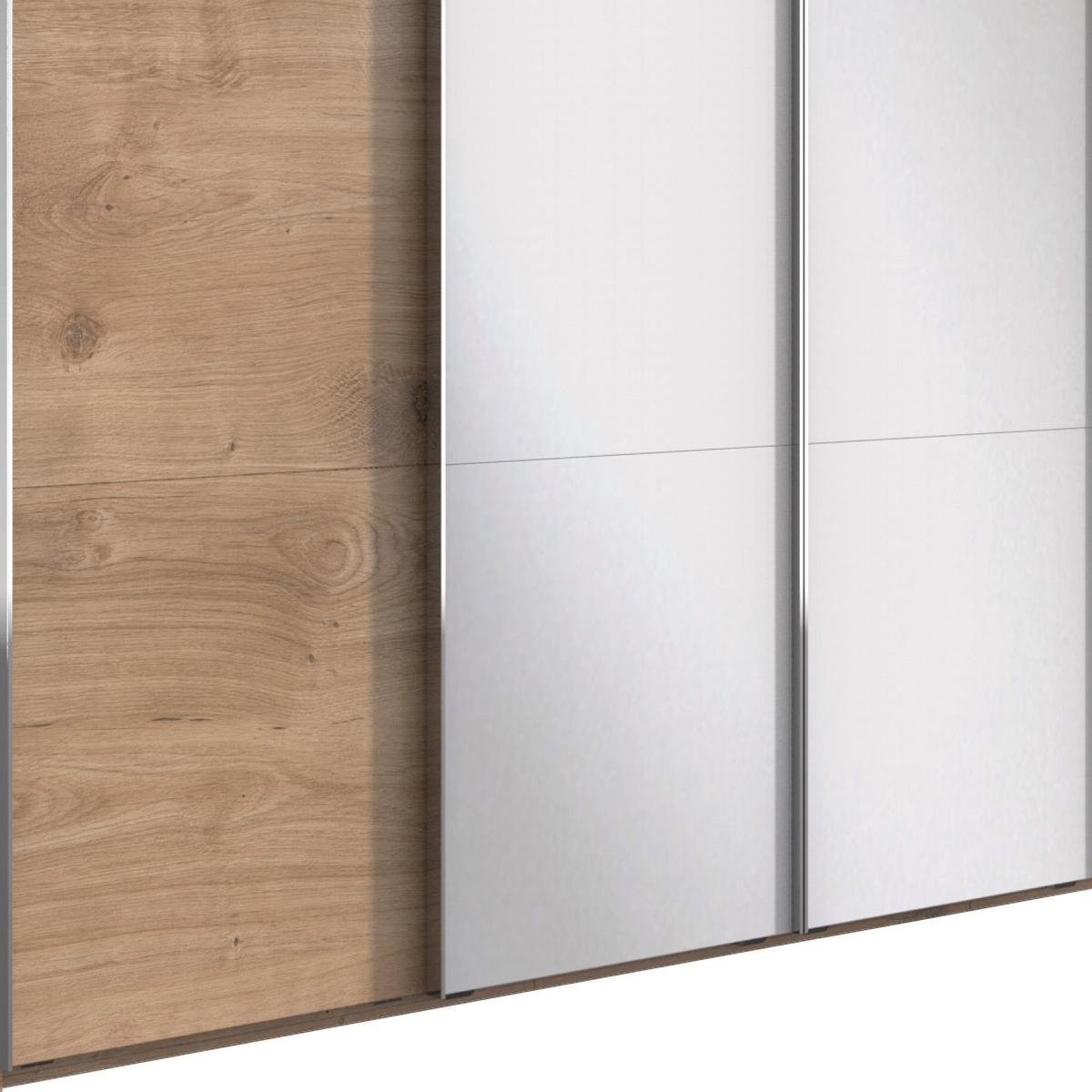 Ormar S Kliznim Vratima Level 36a - boje hrasta/boje kroma, Basics, staklo/drvni materijal (350/216/65cm) - Modern Living