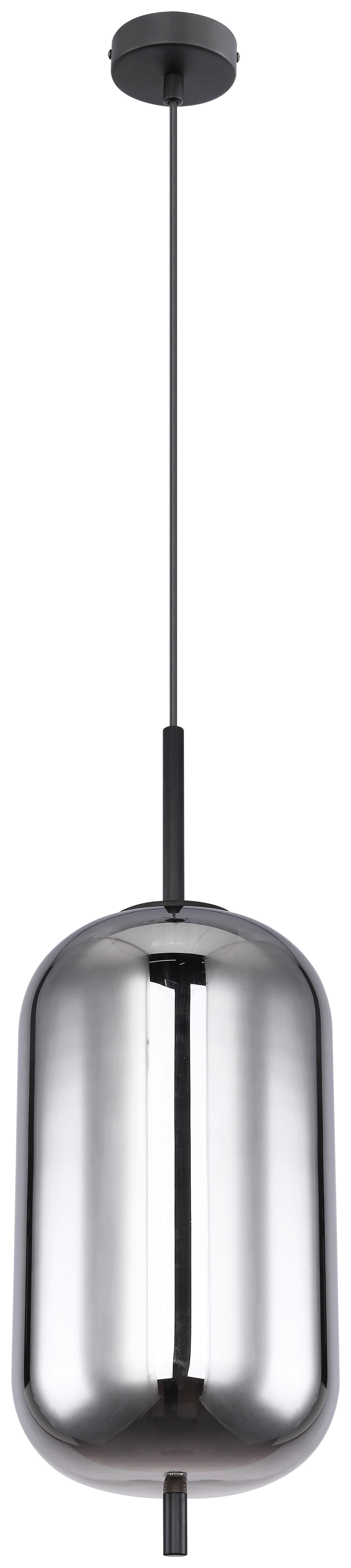 Hängeleuchte Blacky in Grau/Schwarz max. 60 Watt - Schwarz/Grau, MODERN, Glas/Metall (22/120cm)