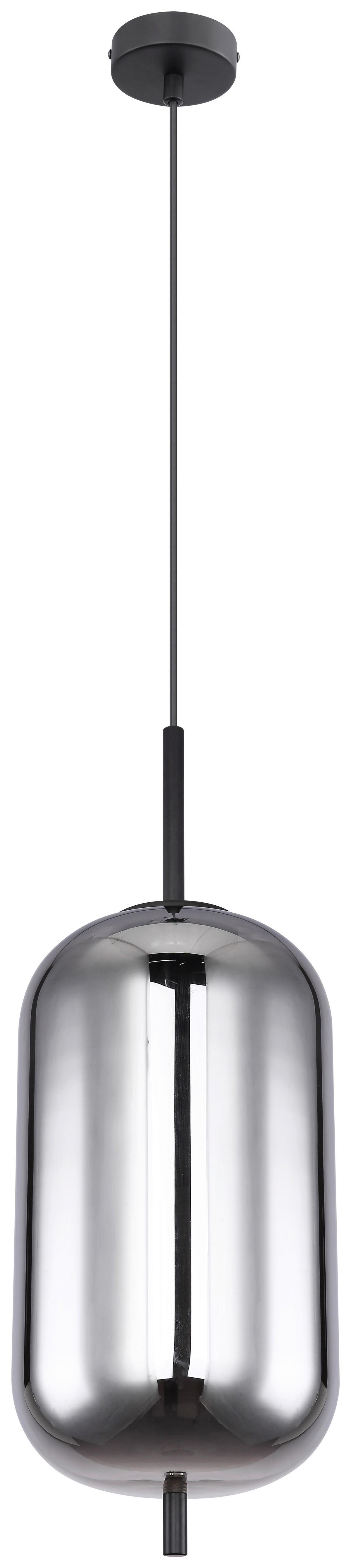 Hängeleuchte Blacky in Grau/Schwarz max. 60 Watt - Schwarz/Grau, MODERN, Glas/Metall (22/120cm)