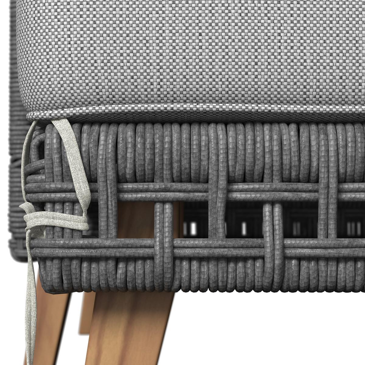 Loungegarnitur Marilou Grau Outdoorgewebe/Kunststoff/Holz - Grau/Akaziefarben, MODERN, Holz/Kunststoff - Bessagi Garden