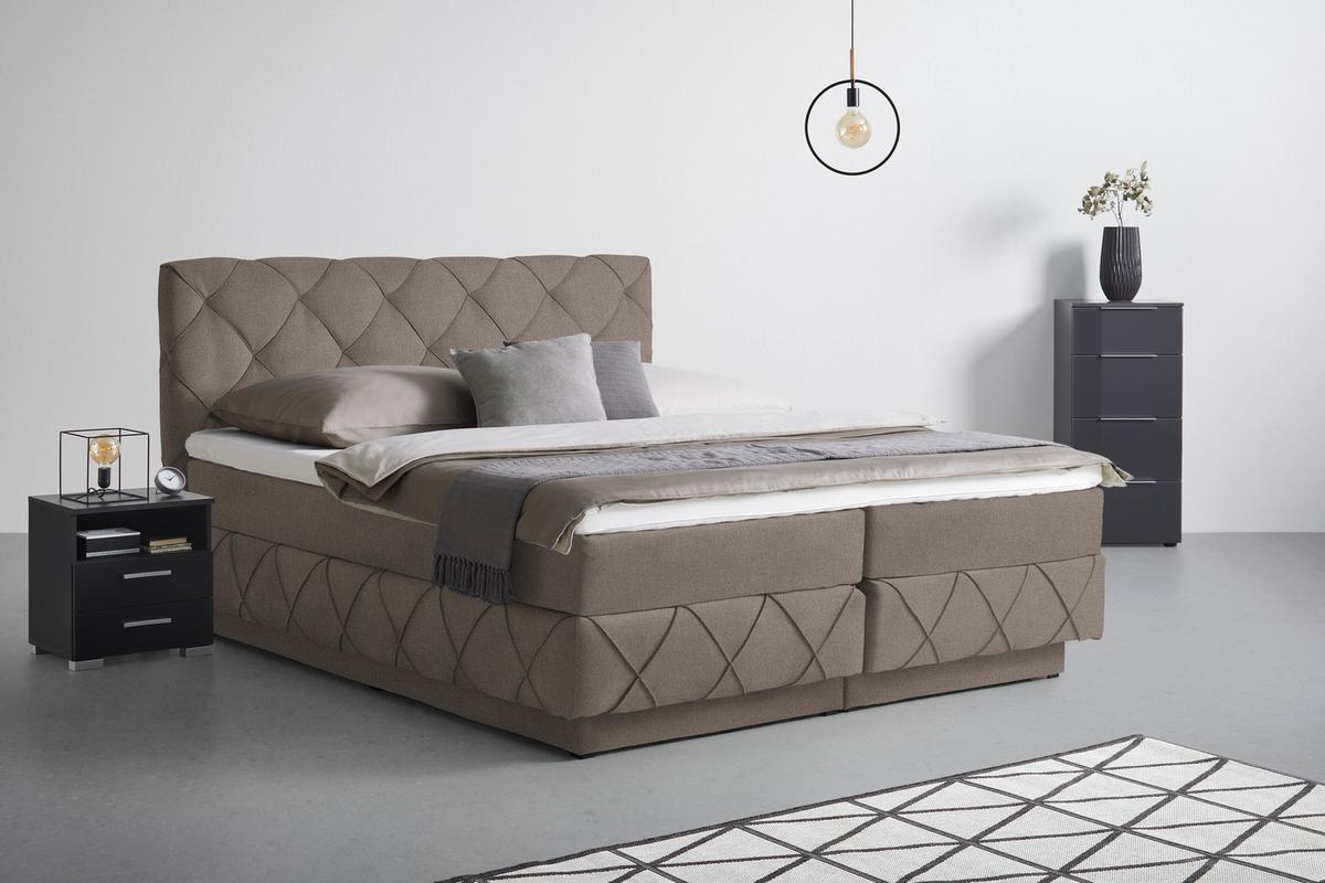 PAT BOXSPRING CORDOBA - maro, Konventionell, plastic/lemn (180/200cm) - Premium Living