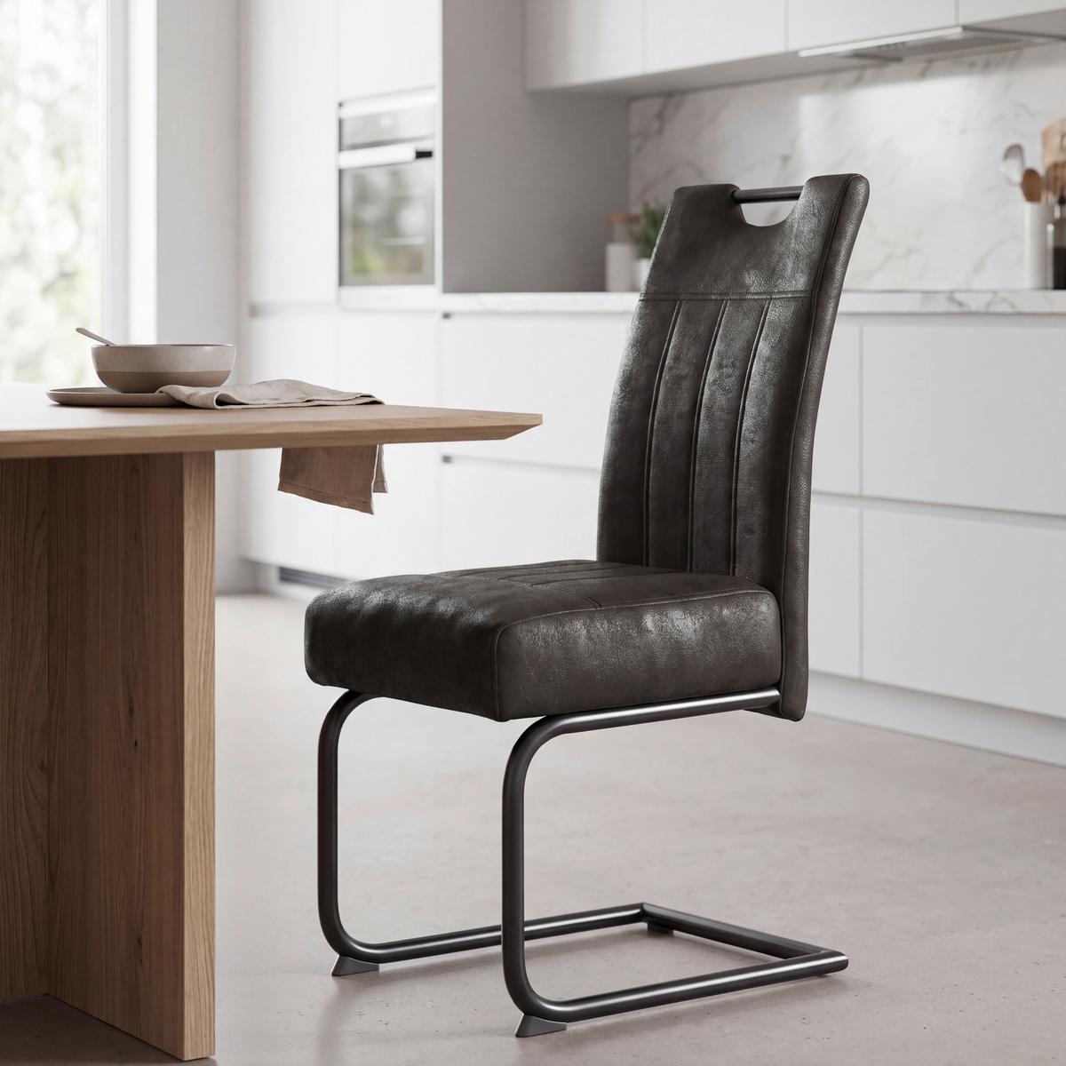 Stolica Betty - crna/antracit, Konvencionalno, metal/tekstil (43/99/60cm)