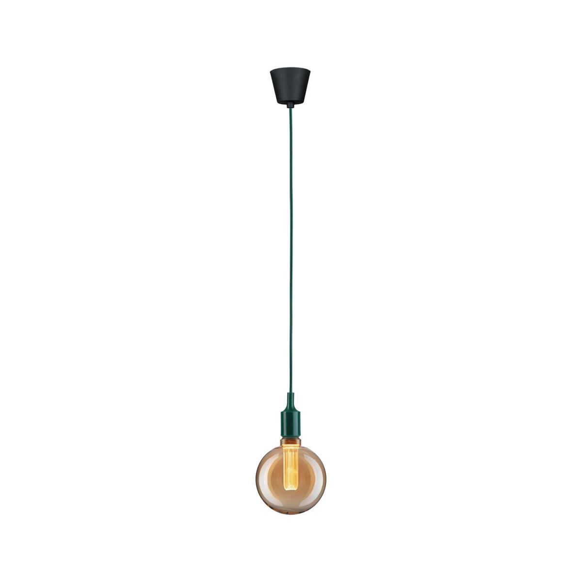 Hängeleuchte Ketil in Grün/Schwarz max. 60 Watt - Schwarz/Grün, Basics, Kunststoff/Textil (9,0/218cm) - Paulmann