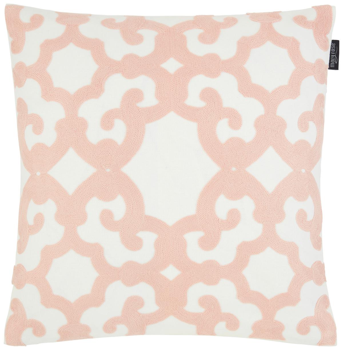 Zierkissen Grace in Rosa/Weiß ca. 45x45cm - Rosa/Weiß, MODERN, Textil (45/45cm) - Mary's