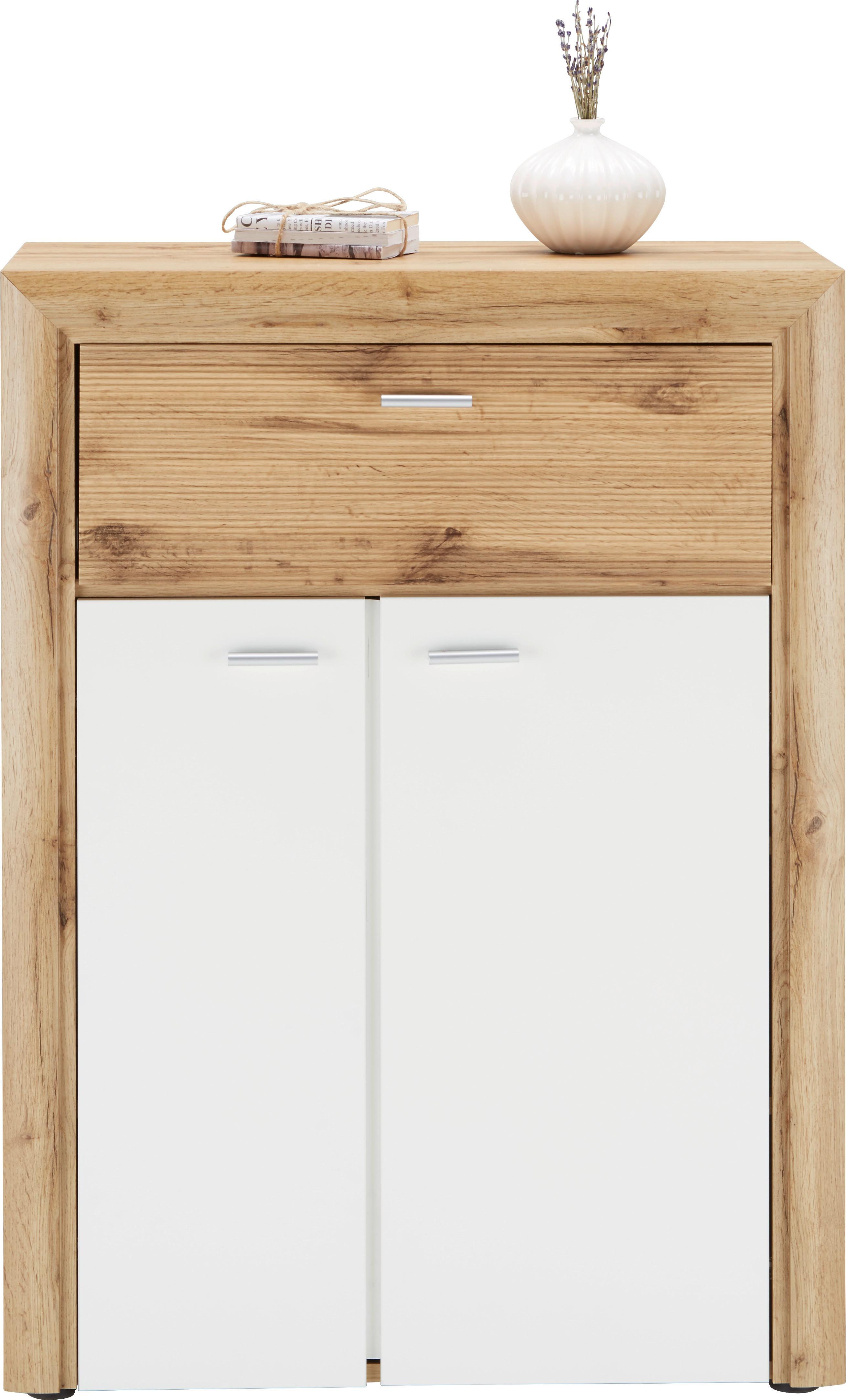 Schuhschrank In Weiss/eichefarben - Weiss/Eichefarben, Konventionell (75/101/38cm) - Premium Living