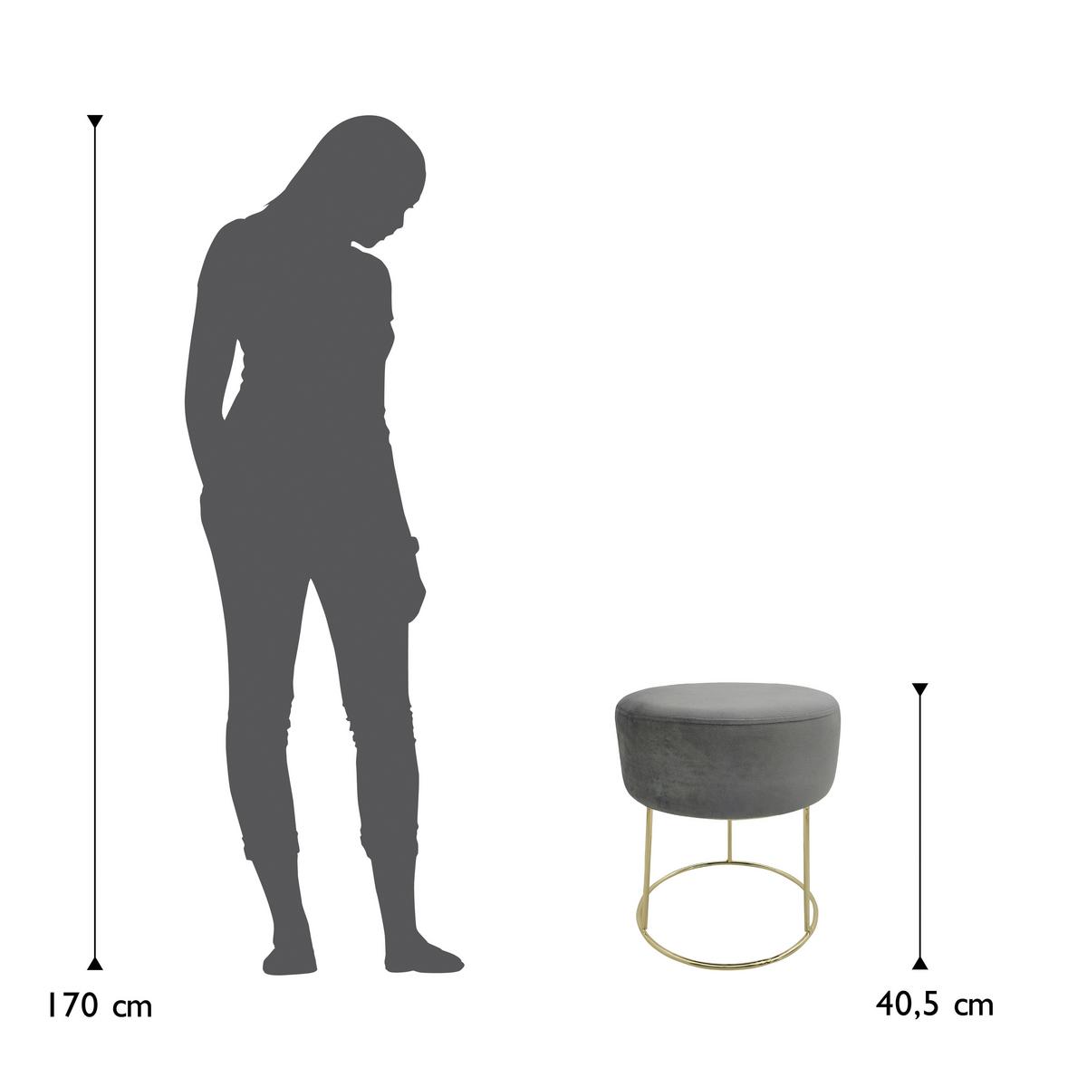 Hocker Marilyn Grau Samt - Goldfarben/Grau, Design, Textil/Metall (35,5/40,5/35,5cm) - Echtwerk