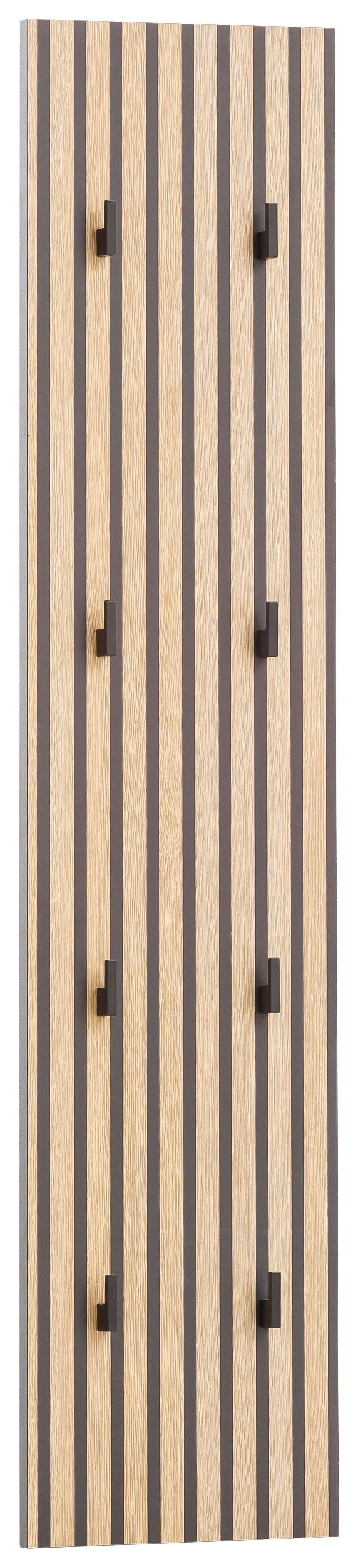 Garderobni Panel Alexa, Črna, Barva Hrasta - barve hrasta, Design, leseni material (24,5/109/2,6cm) - MID.YOU