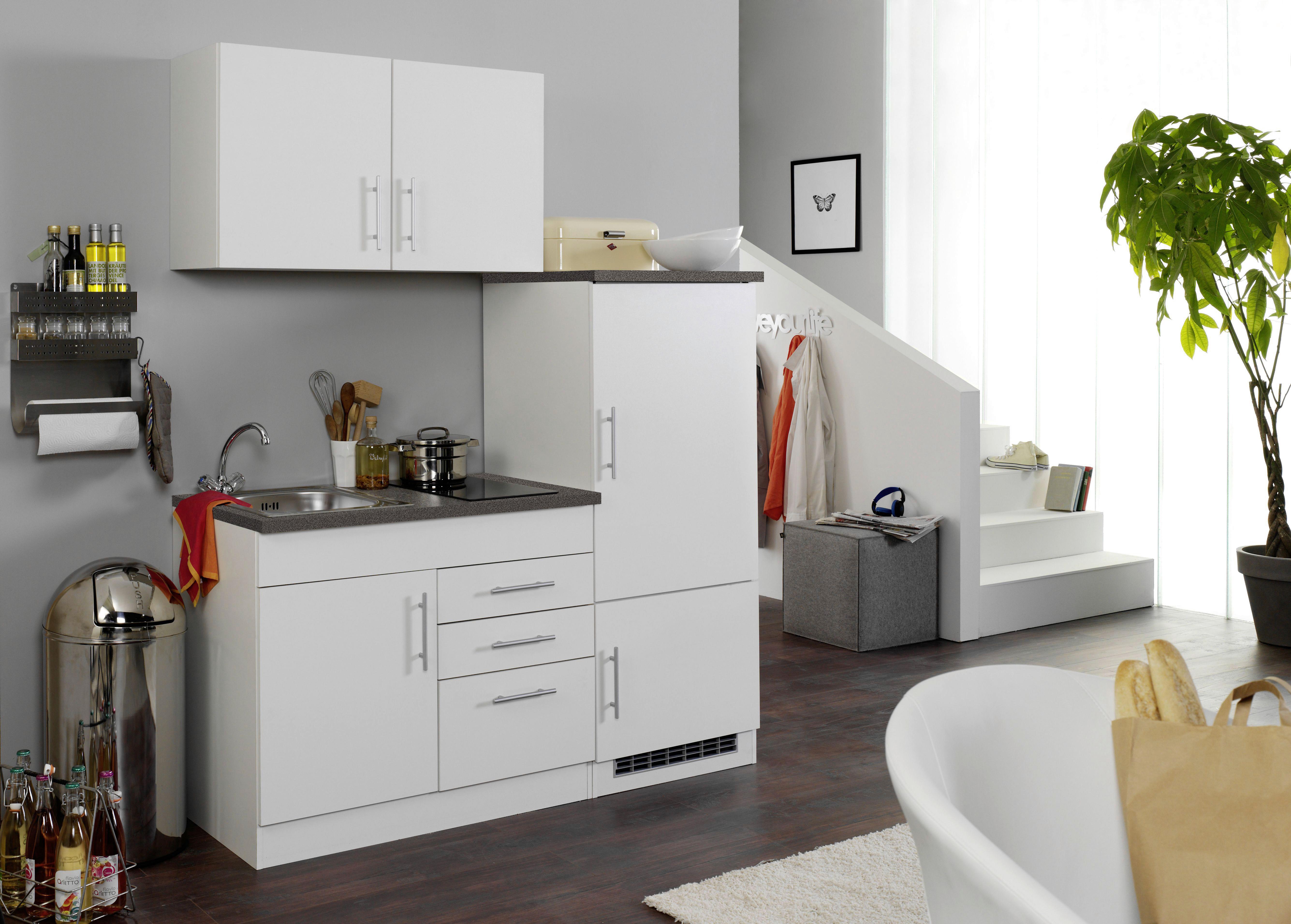 Küchenblock Toronto I m. Geräten Weiß - Chromfarben/Graphitfarben, MODERN, Holzwerkstoff/Metall (160cm) - Held