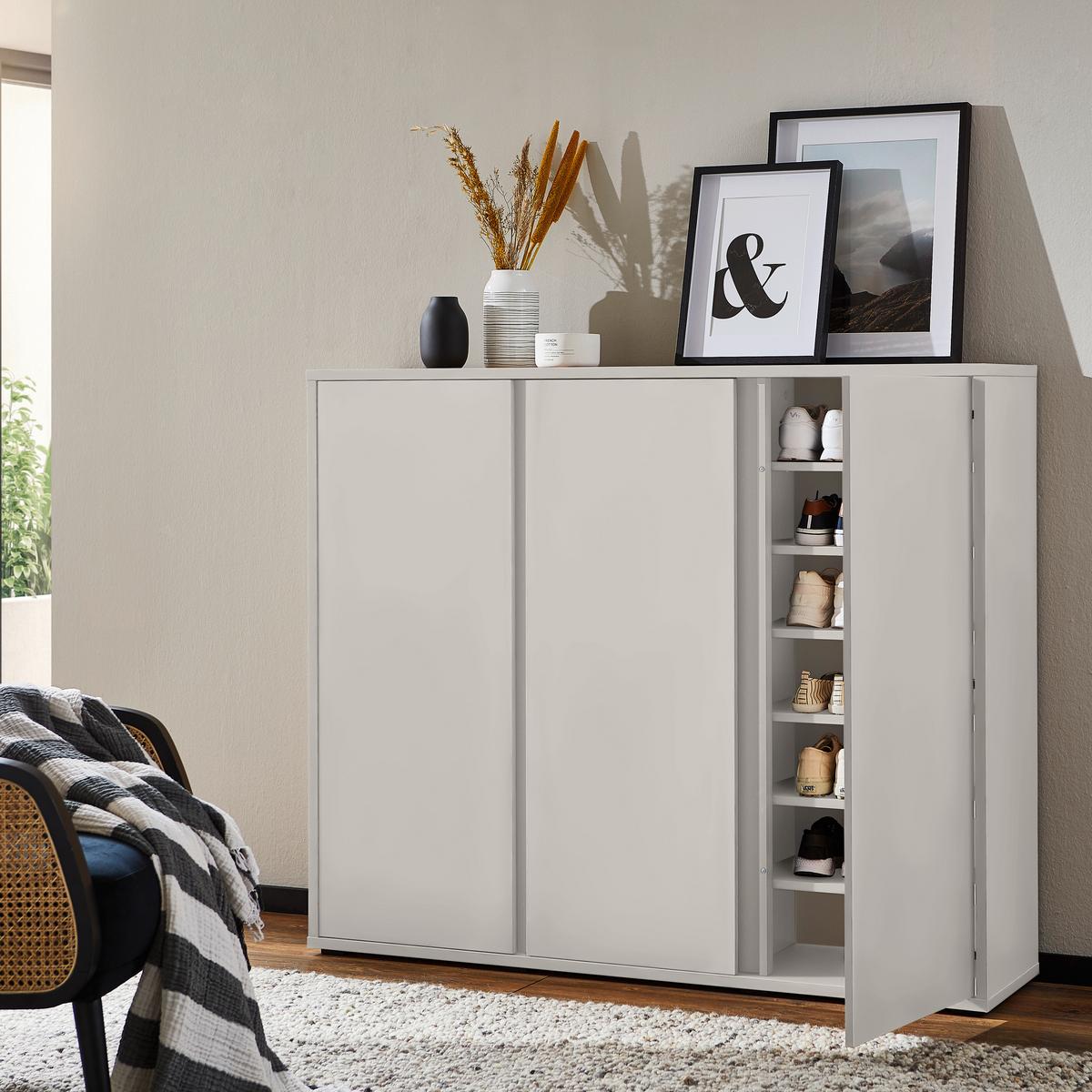 SZAFKA NA BUTY LIV - antracytowy/kaszmir, Konventionell, materiał drewnopochodny/tworzywo sztuczne (145/120/34cm) - Xora