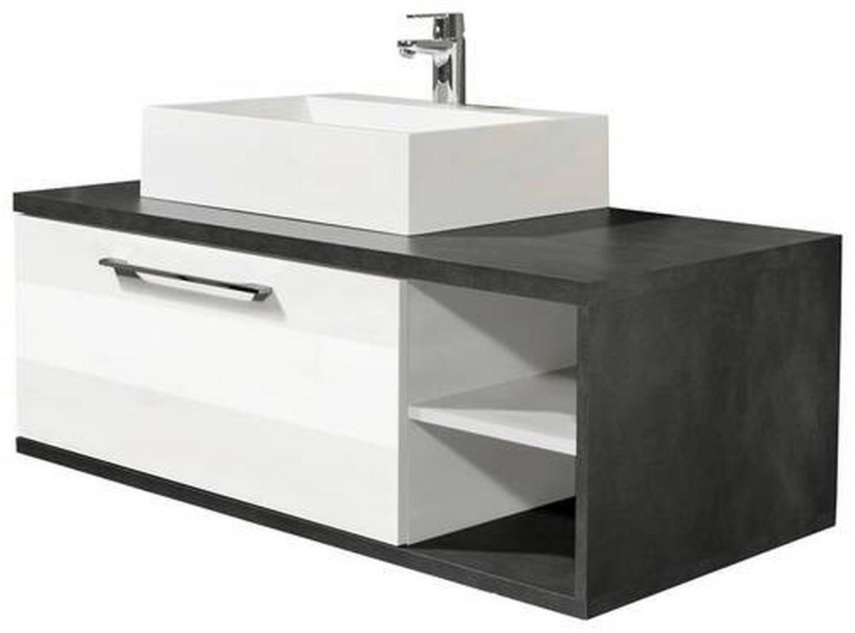 Waschtischkombi in Anthrazit/Weiß - Weiß Hochglanz/Anthrazit, MODERN, Holzwerkstoff/Kunststoff (110/39/53cm) - Mömax