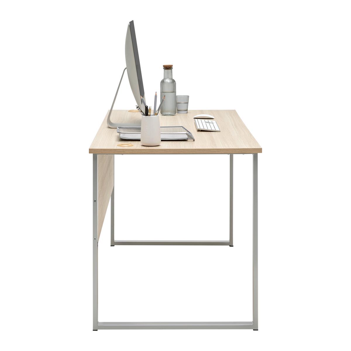 Schreibtisch Siena Eiche-/Silberfarben - Eichefarben/Silberfarben, MODERN, Holzwerkstoff (170/77/73cm) - Mömax