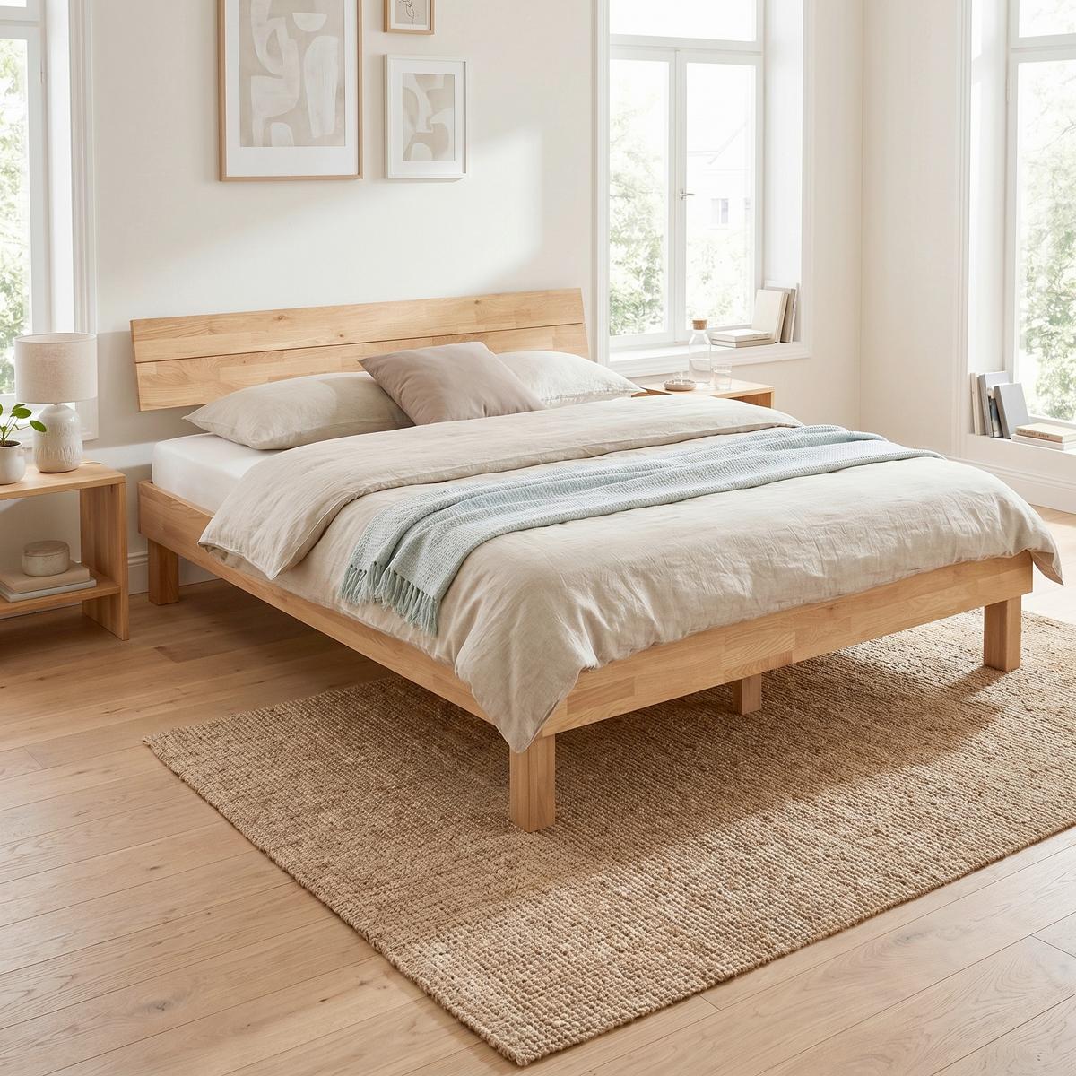 Bett Natura Eiche 160 New Eichefarben ca. 160x200cm - Eichefarben, KONVENTIONELL, Holz (160/200cm) - Based