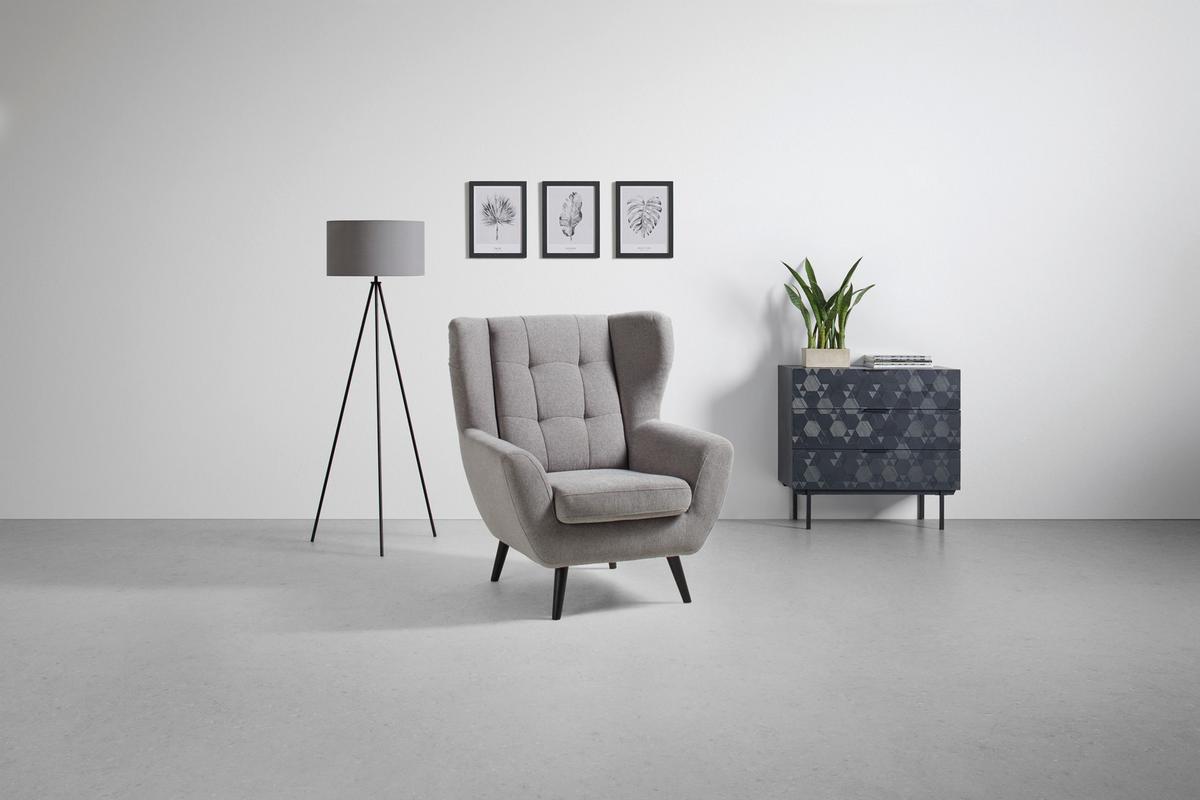 Sessel in Grau/Dunkelgrau - Dunkelgrau/Schwarz, MODERN, Holz/Holzwerkstoff (91/102/90cm) - Mömax