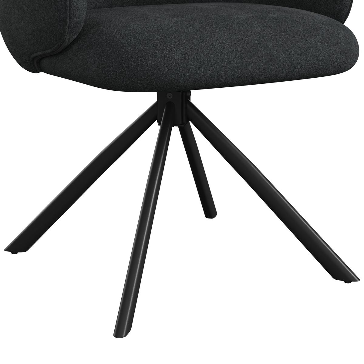 Armlehnstuhl Liora Schwarz Webstoff Drehbar Gepolstert - Schwarz, MODERN, Textil/Metall (58/84/61cm) - Bessagi Home