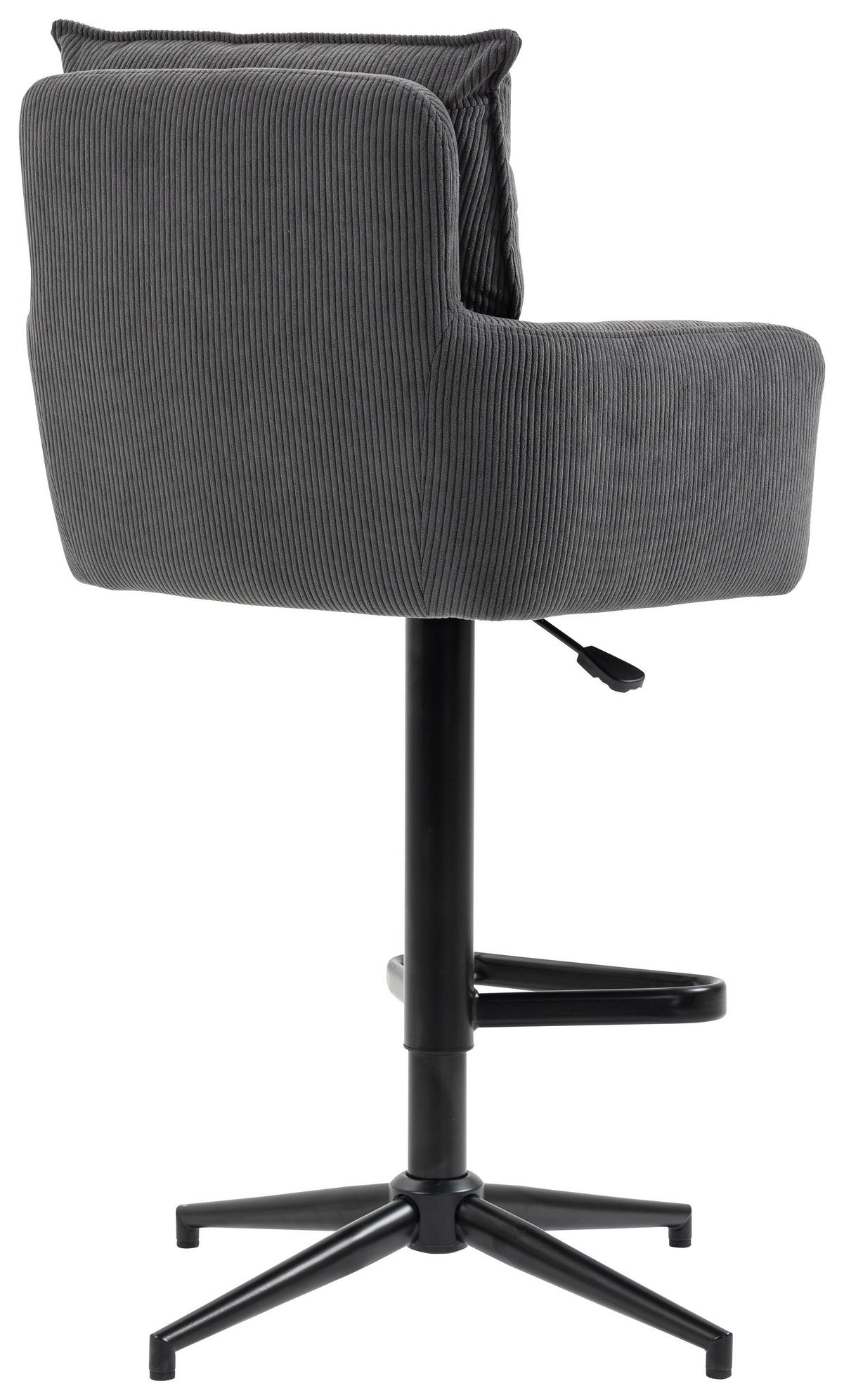 STOŁEK BAROWY POINT - antracytowy/czarny, Design, metal/tkanina (54/98-120/58cm) - Novel