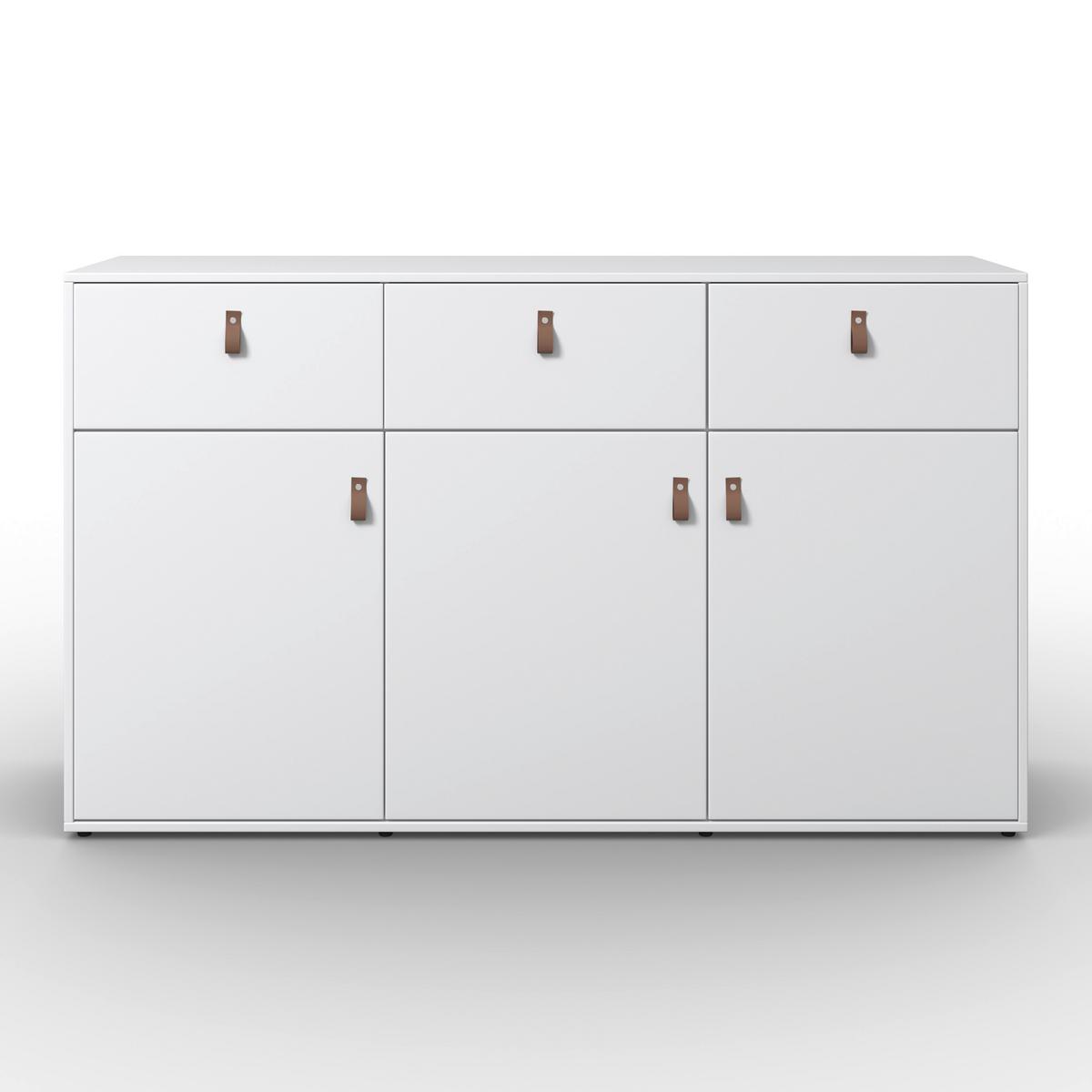 Sideboard Mick Weiß MDF - Schwarz/Braun, MODERN, Kunststoff/Textil (138/80/40cm) - Bessagi Home