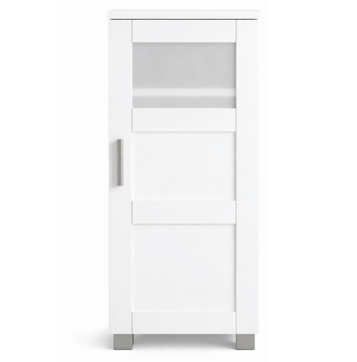 Midischrank Nilari M - Weiss/Silberfarben, Trend, Glas/Holzwerkstoff (38/70/28cm) - MID.YOU