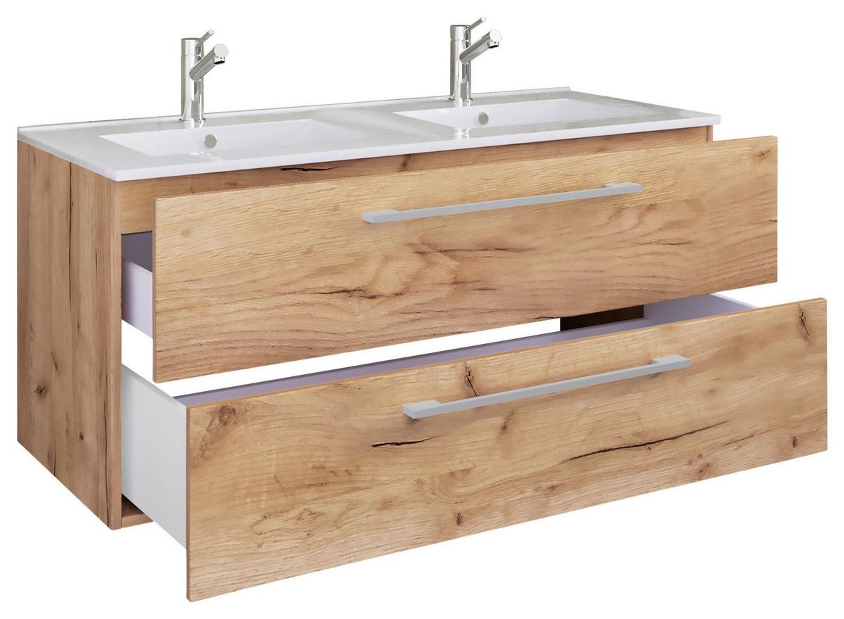 Badezimmer Budasi 5-tlg. ca. 178 cm Honigeiche - Honigeiche/Alufarben, MODERN, Keramik/Holzwerkstoff (178cm) - MID.YOU