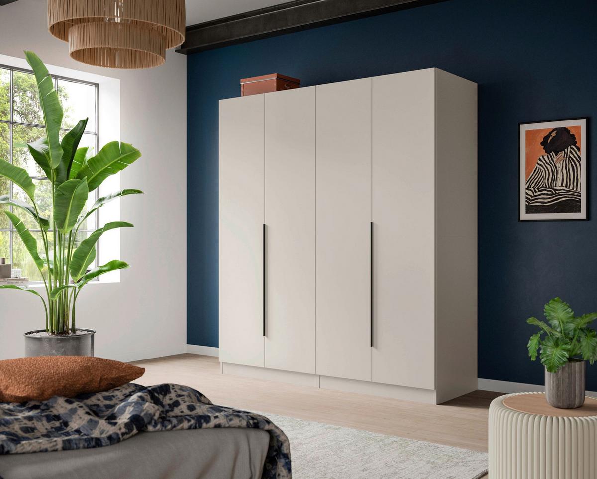 Drehtürnschrank KOPENHAGEN Kaschmir - Kaschmir/Schwarz, MODERN, Holzwerkstoff/Kunststoff (160/181/52cm) - Livetastic