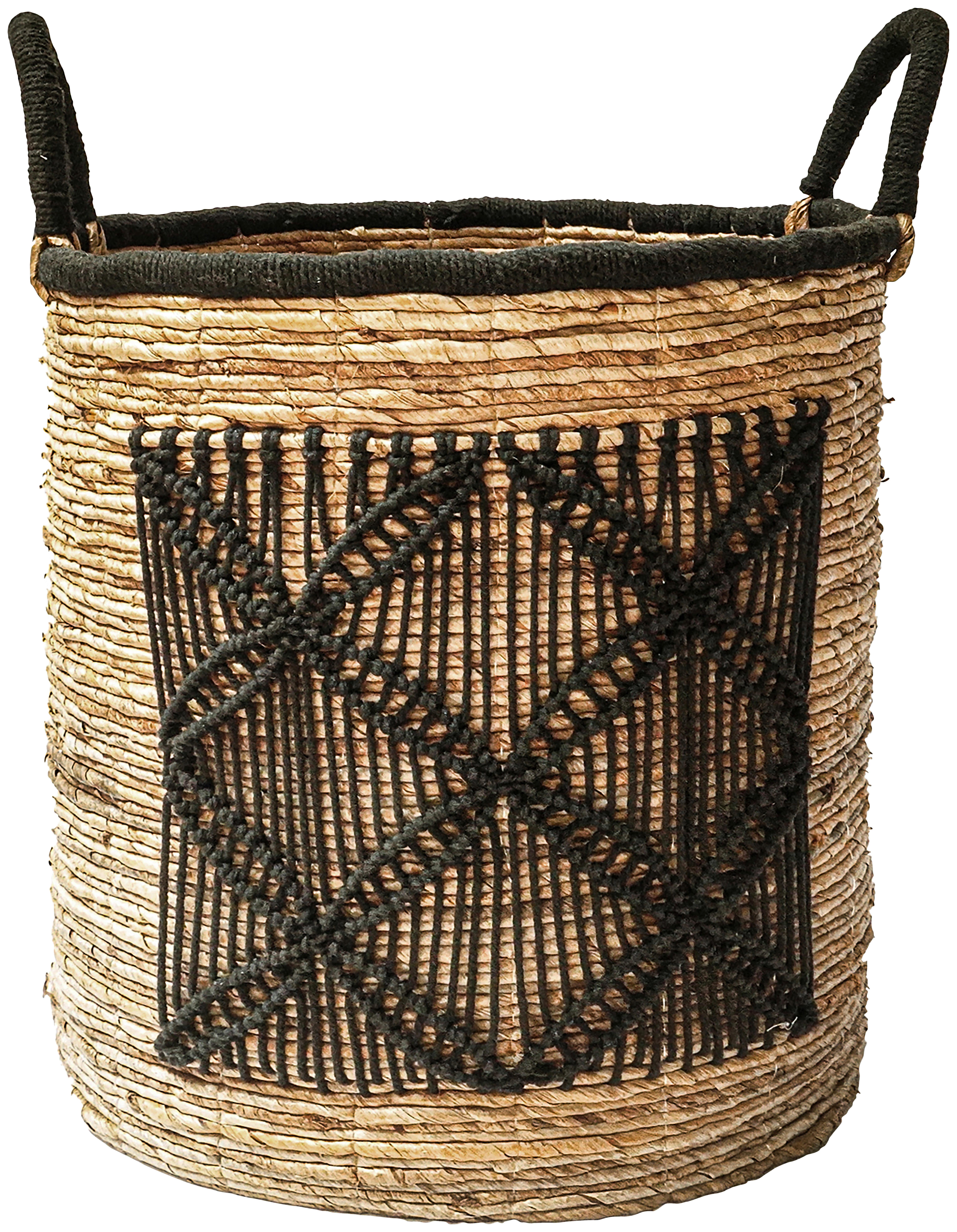 Kosár Yuna-S - natúr/fekete, Modern, textil/természetes anyagok (31/35-45cm) - Premium Living