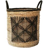 Kosár Yuna-S - natúr színű/fekete, Modern, textil/természetes anyagok (31/35-45cm) - Premium Living