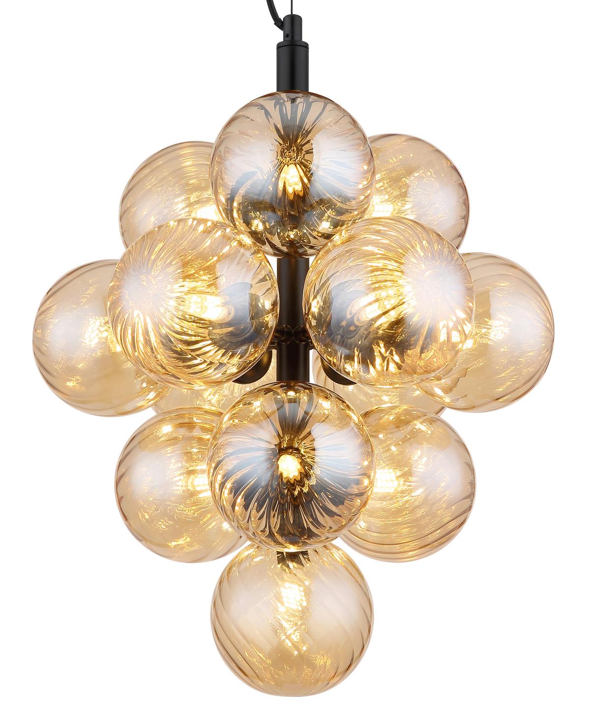 HÄNGELEUCHTE 56146H - Schwarzchrom/Orange, Design, Glas/Kunststoff (39,5/120cm) - Globo