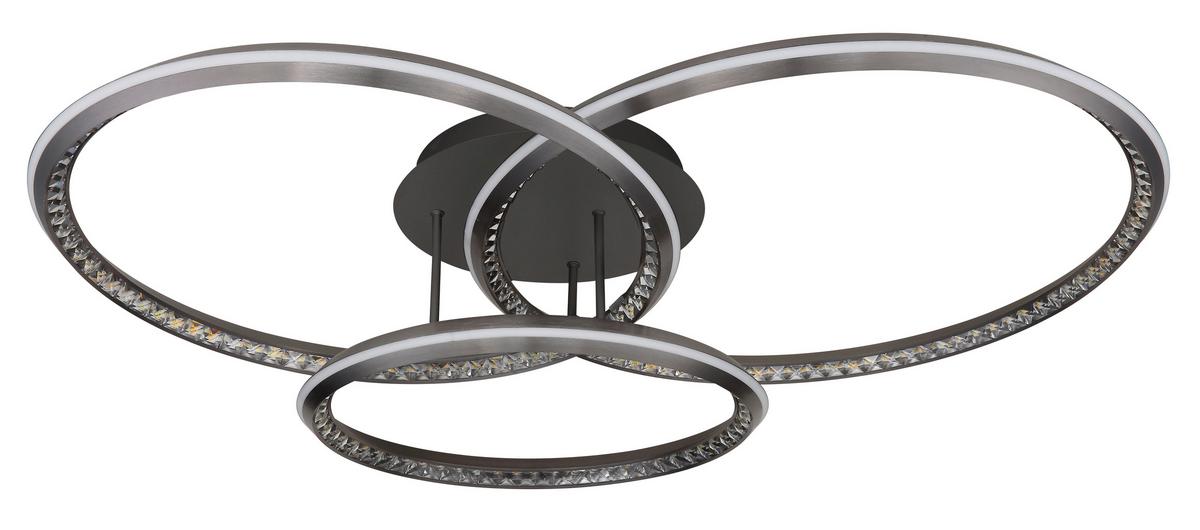Led Stropna Svjetiljka Alaina - siva/prozirno, Design, metal/plastika (109,5/80,5/20,5cm) - Globo