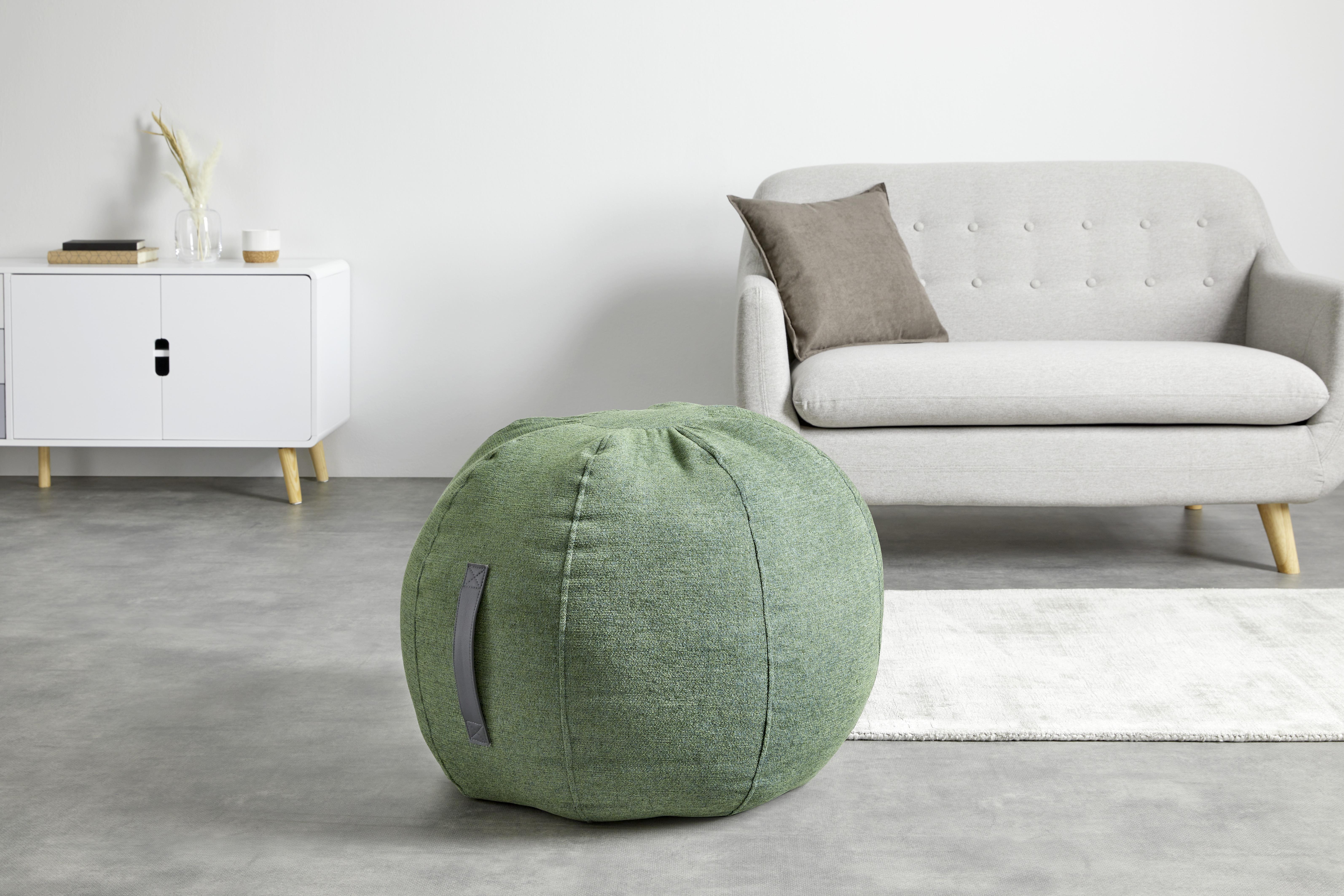 Pouf Eleni in Grün - Grün, MODERN, Textil (55/55cm) - Bessagi Home