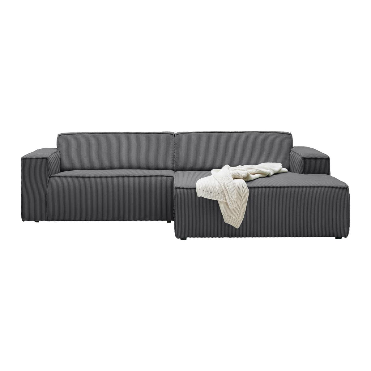 Wohnlandschaft Loft in Anthrazit - Anthrazit/Schwarz, MODERN, Kunststoff/Textil (265/75/172cm) - Based