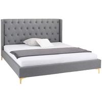 ŁÓŻKO TAPICEROWANE TANJA - jasnoszary/czarny, Modern, materiał drewnopochodny/metal (180/200cm) - Livetastic