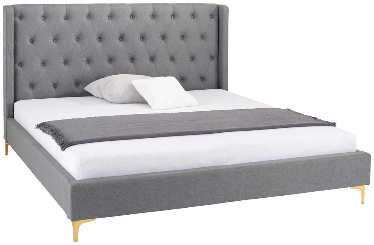 ŁÓŻKO TAPICEROWANE TANJA - jasnoszary/czarny, Modern, materiał drewnopochodny/metal (180/200cm) - Livetastic